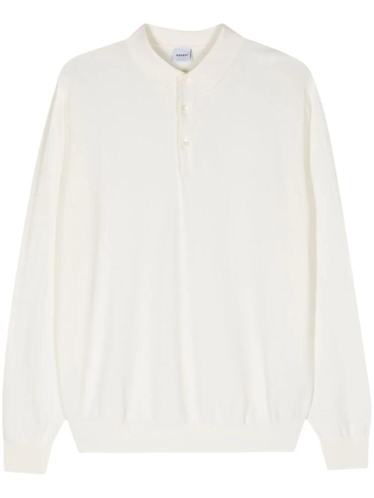 ASPESI long-sleeve cotton polo top - White Cover