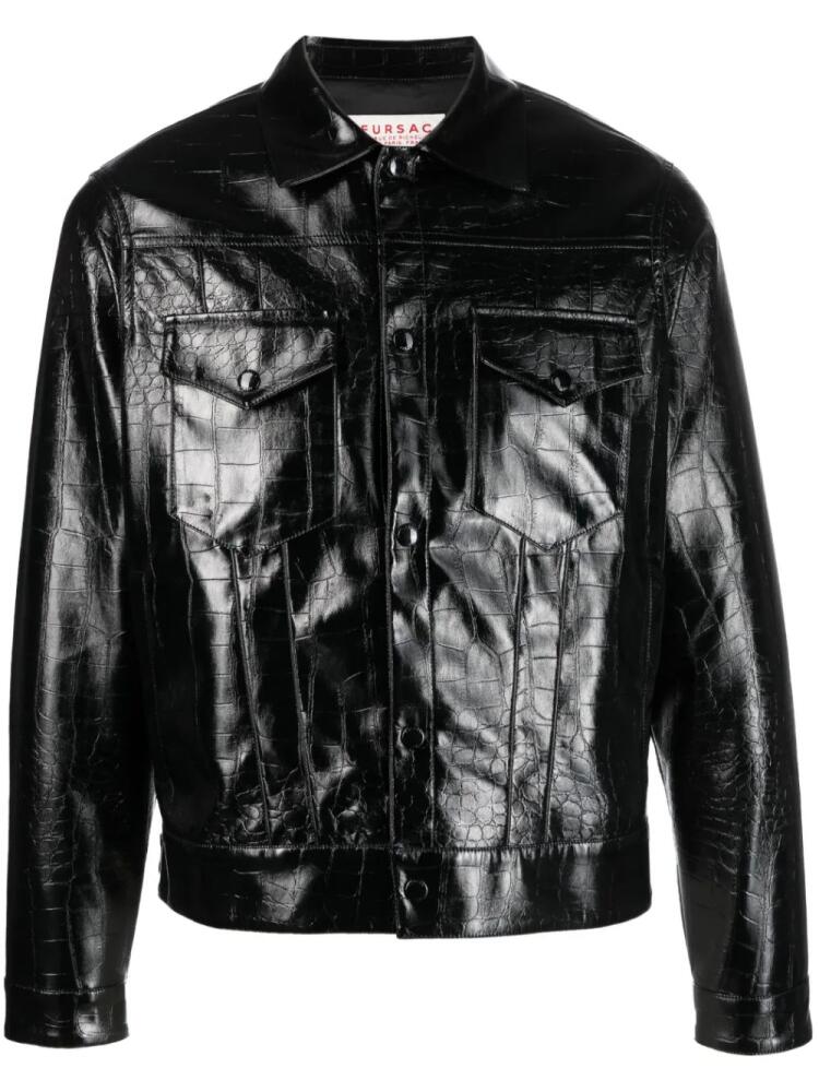 FURSAC crocodile-effect biker jacket - Black Cover