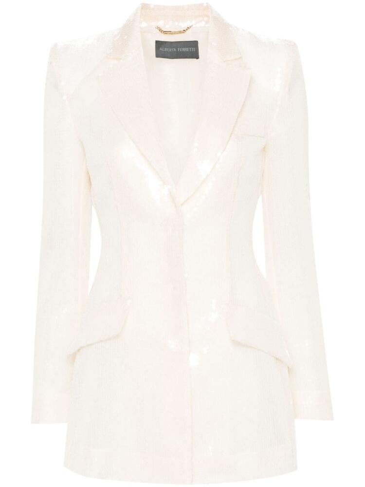 Alberta Ferretti semi-sheer sequinned blazer - Neutrals Cover