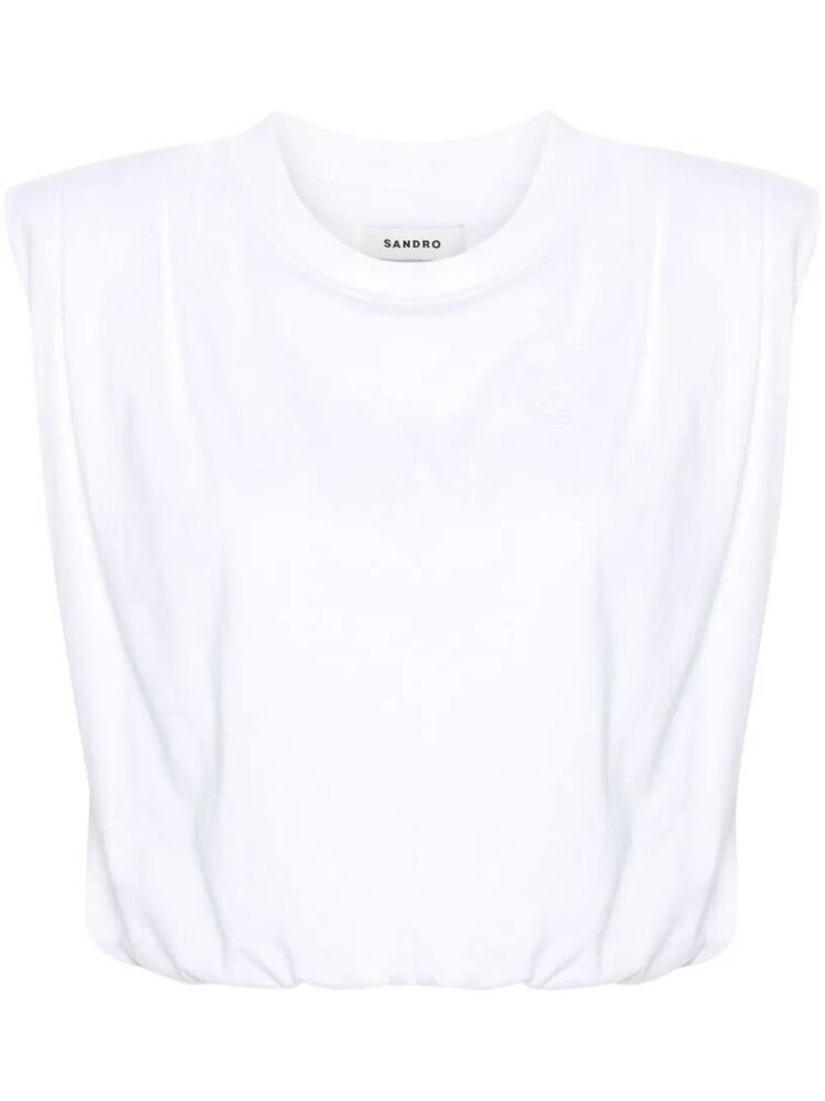 SANDRO logo-embroidered jersey crop top - White Cover