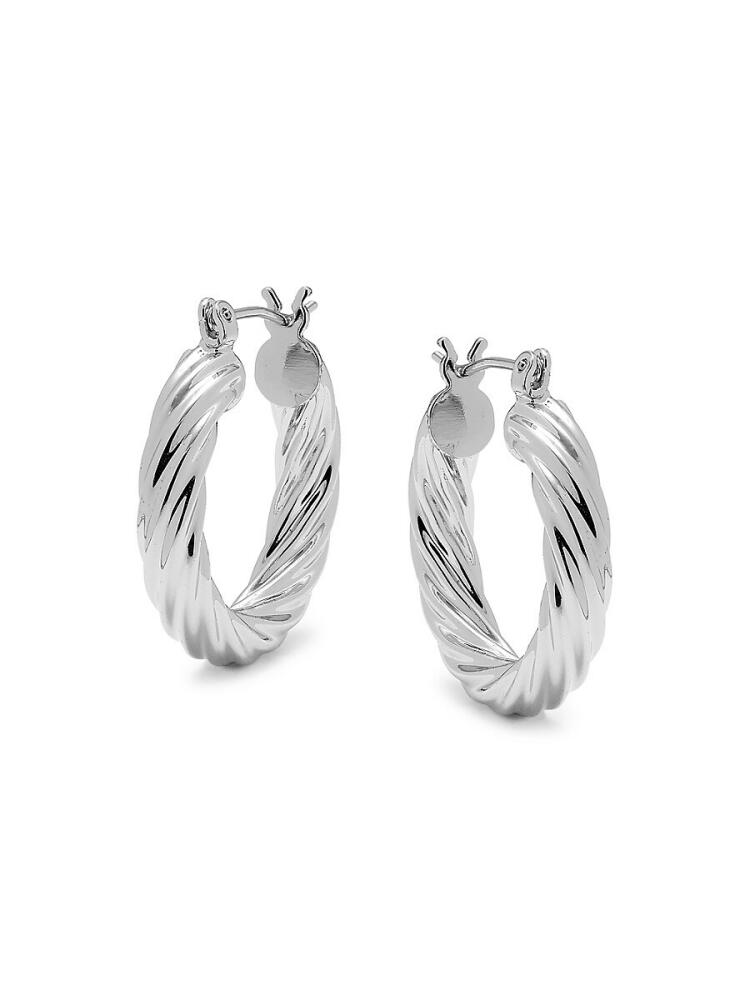 Sterling Forever Women's Rhodium Plated Twist Hoop Earrings Cover