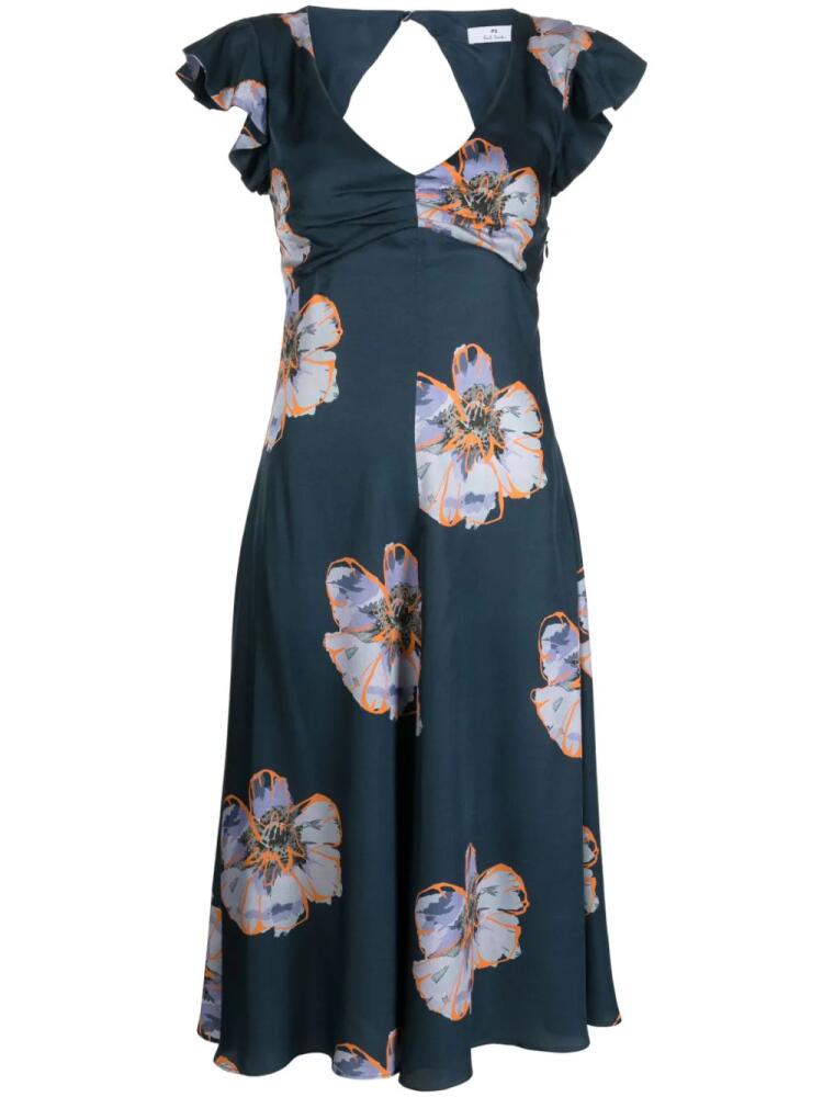 PS Paul Smith floral-print V-neck dress - Blue Cover