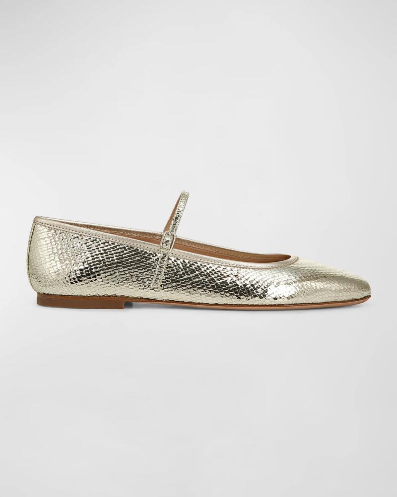 Veronica Beard Ellie Snake-Embossed Mary Jane Ballerina Flats Cover