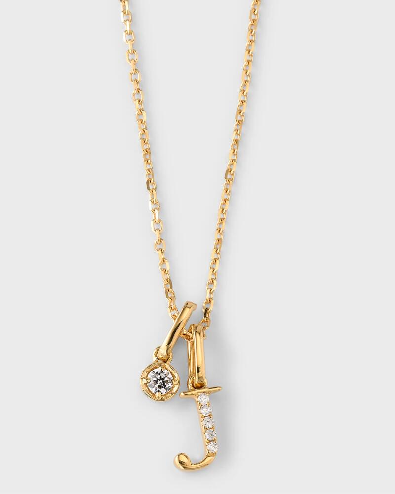 Frederic Sage 18K Yellow Gold Diamond Initial Pendant Necklace, J Cover