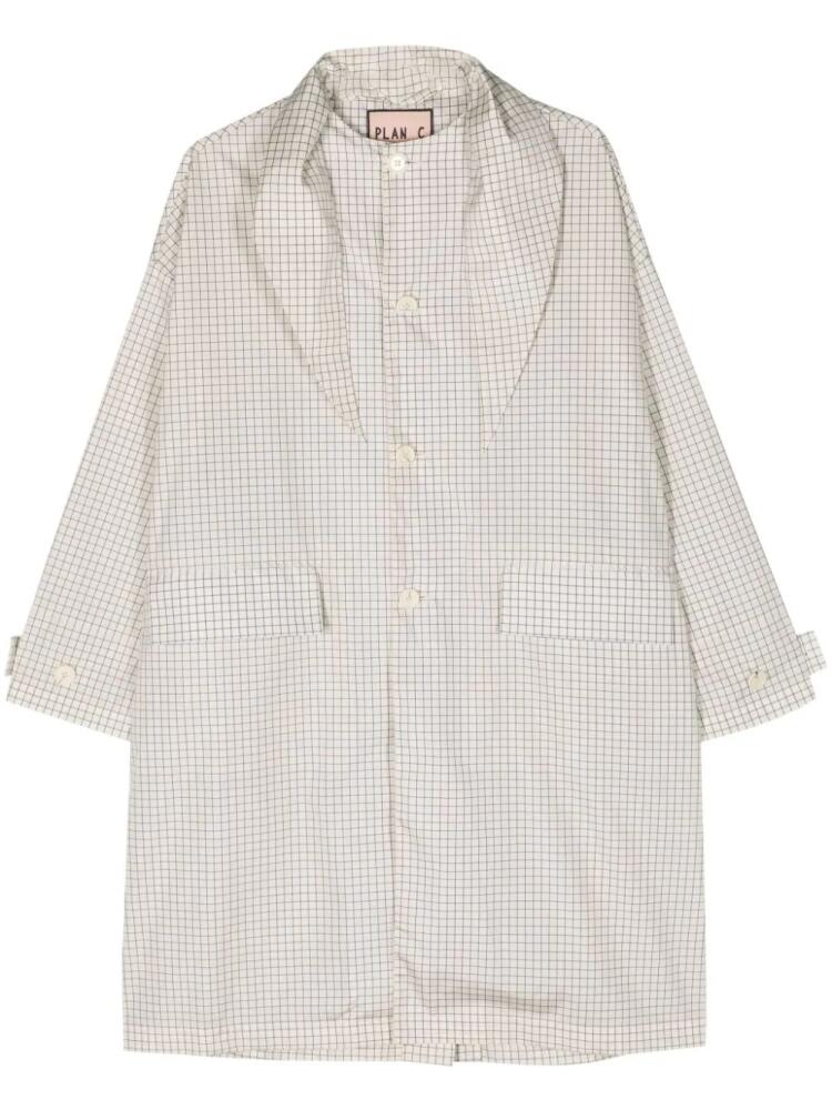 Plan C grid-check button-up raincoat - Neutrals Cover