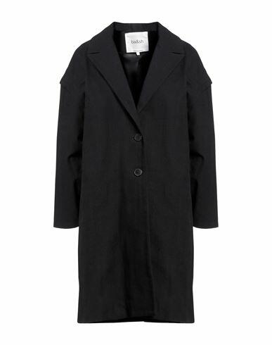 Ba & sh Woman Overcoat & Trench Coat Black Cotton, Viscose Cover