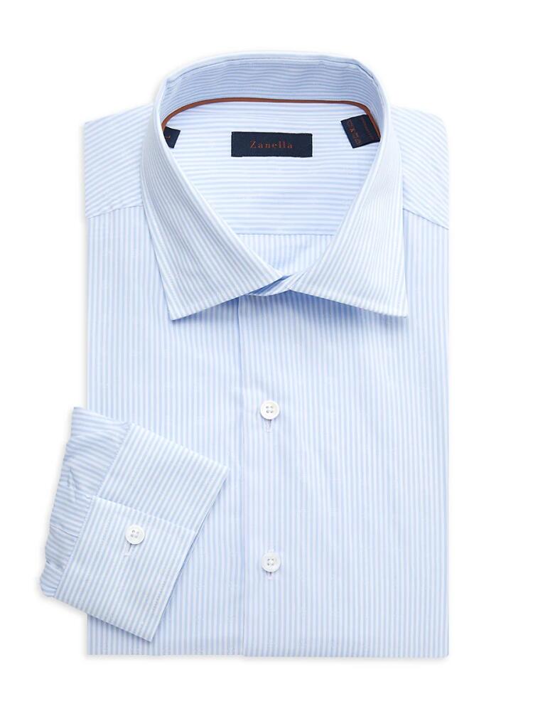 Zanella Men's Pinstriped Dress Shirt - Light Blue Cover