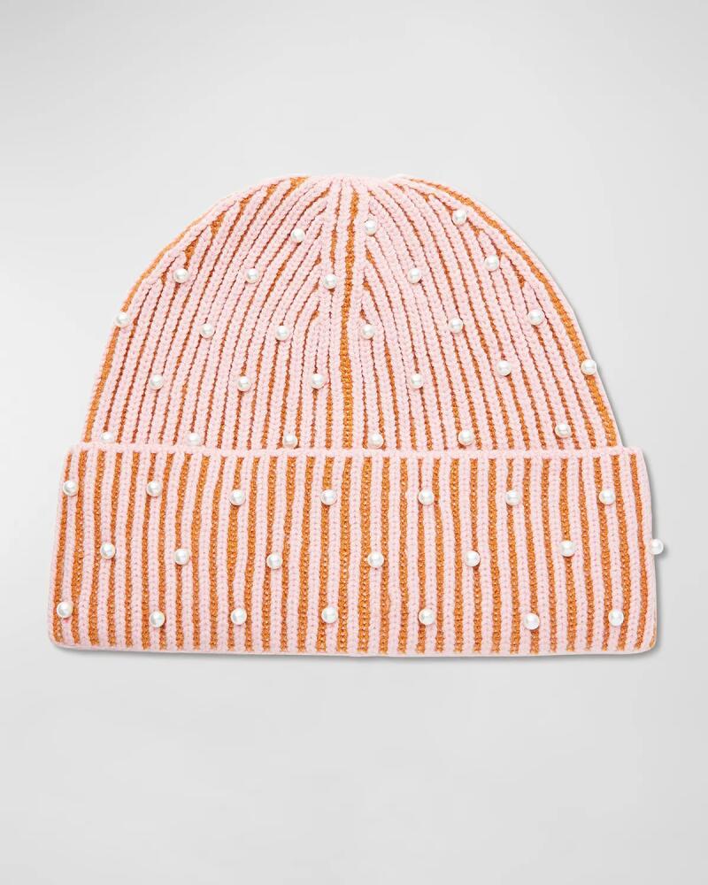 Lele Sadoughi Pearly Saturday Stripe Beanie Cover