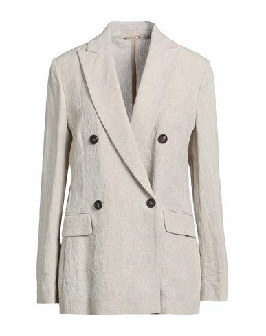 Brunello Cucinelli Woman Blazer Grey Linen, Ecobrass Cover