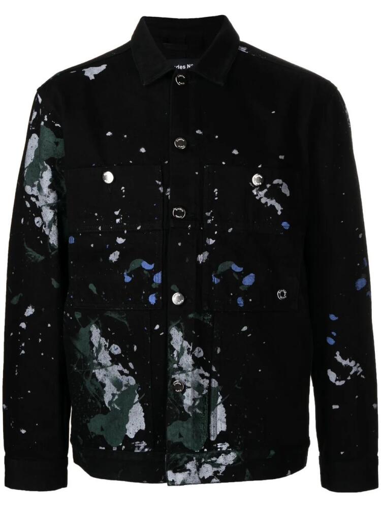 Etudes painterly-print buttoned jacket - Black Cover