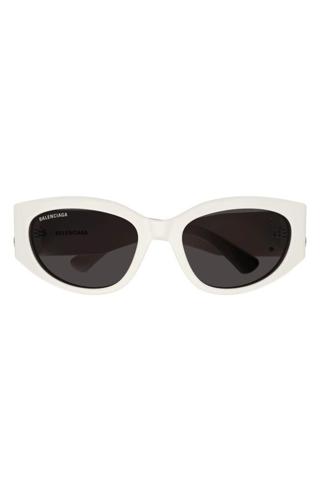 Balenciaga 55mm Round Sunglasses in White Cover