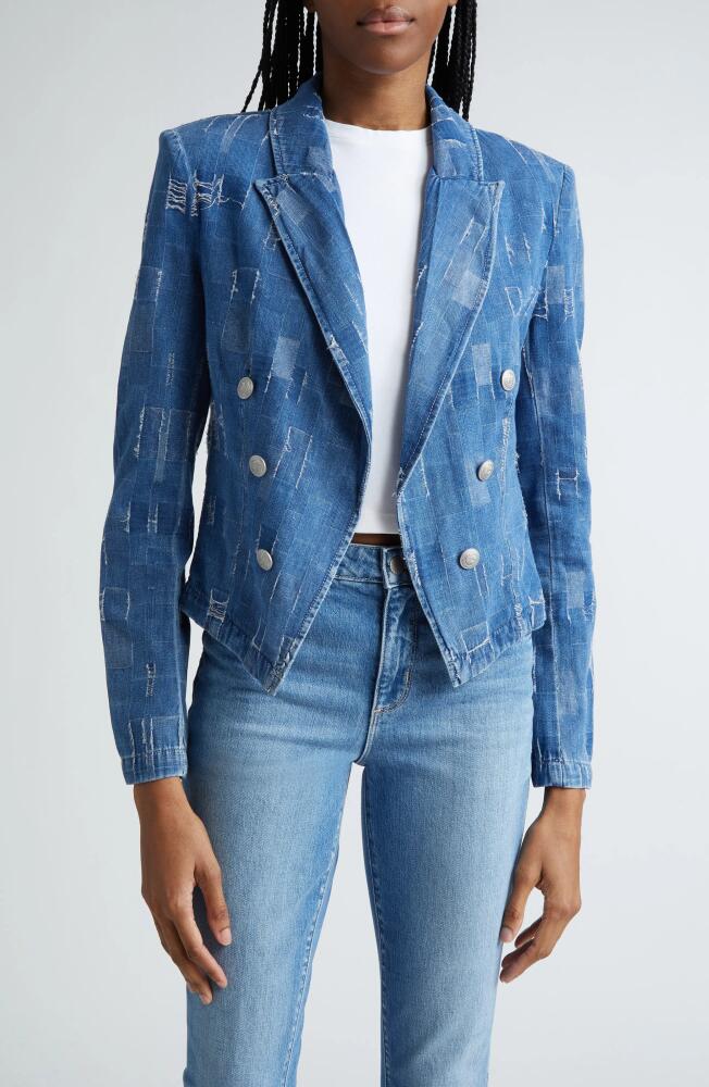 L'AGENCE Wayne Denim Double Breasted Crop Jacket in Tucson Cover