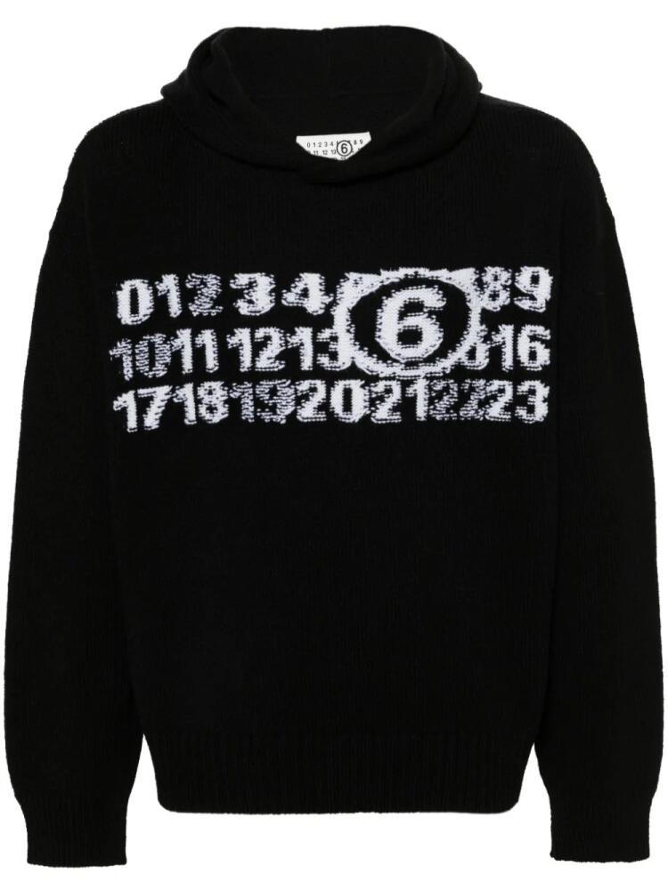 MM6 Maison Margiela Number-motif hooded jumper - Black Cover