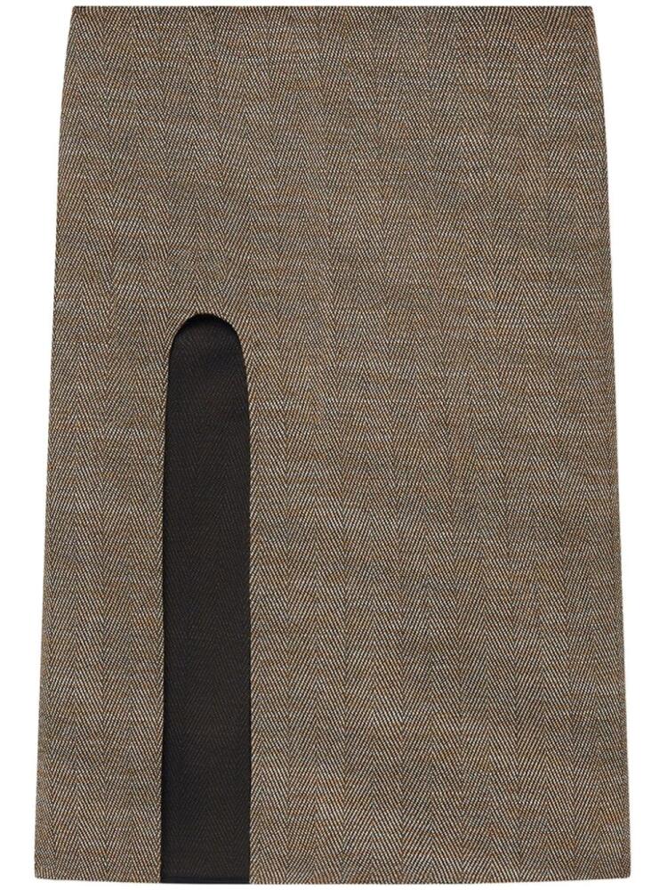 Stella McCartney side-slit tweed midi skirt - Neutrals Cover