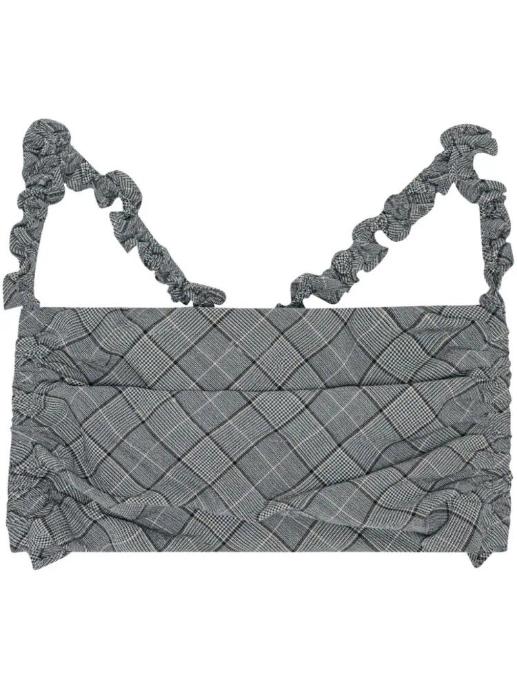 GANNI check-pattern ruched bralette - Grey Cover