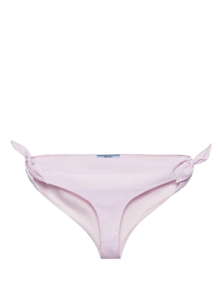 Prada side-tie cotton bikini bottoms - Pink Cover