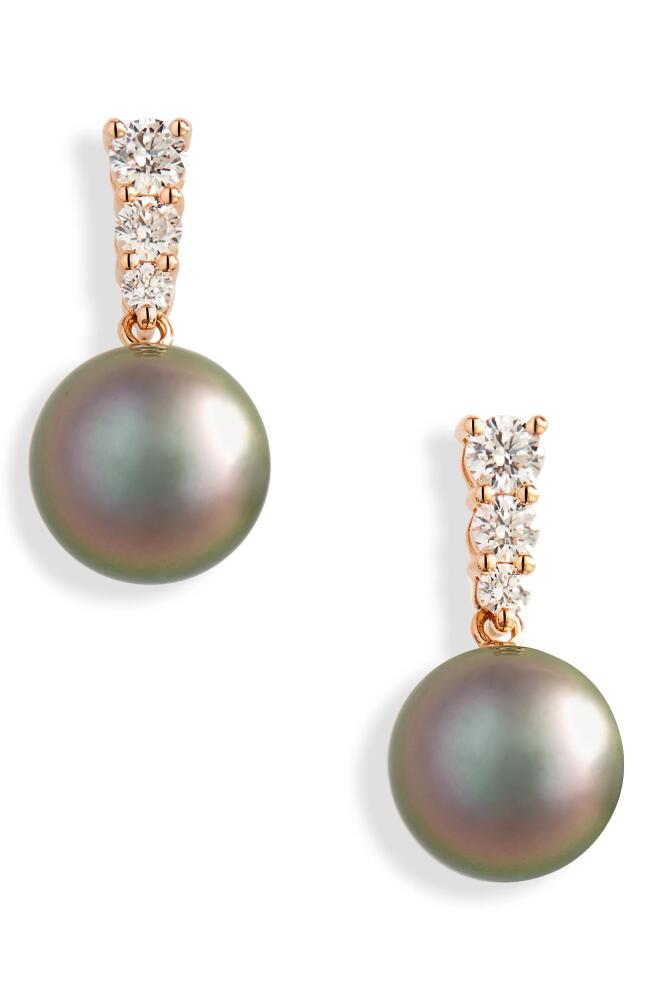 Mikimoto Morning Dew Cultured Pearl & Diamond Drop Earrings in Rose Gold Cover