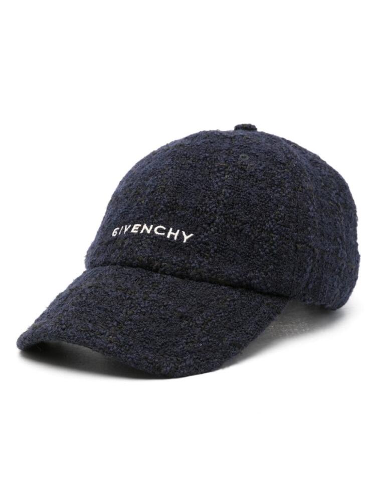 Givenchy logo-embroidered tweed cap - Blue Cover