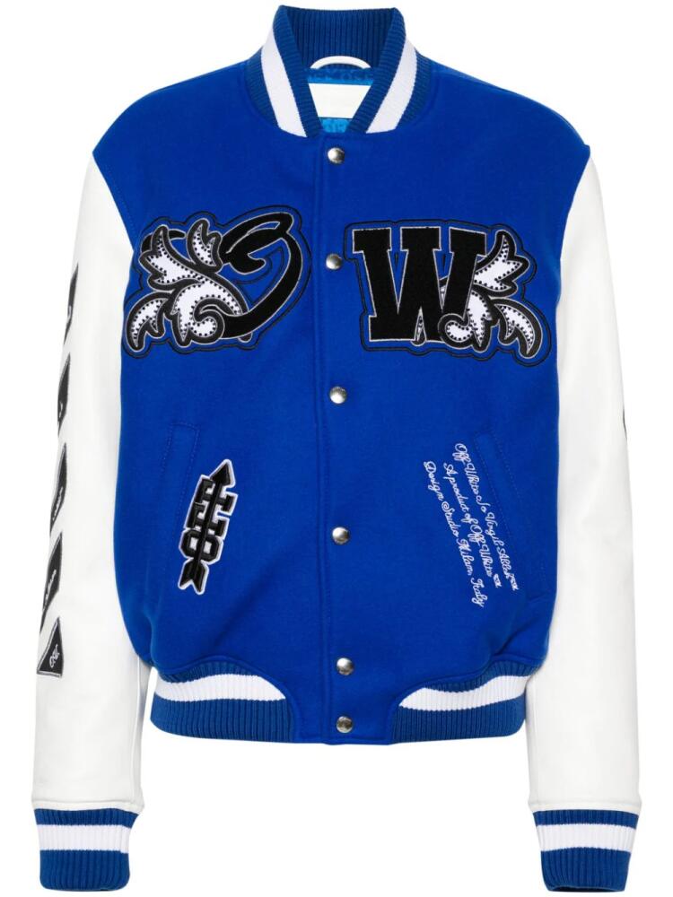 Off-White Royal logo-appliqué varsity jacket - Blue Cover