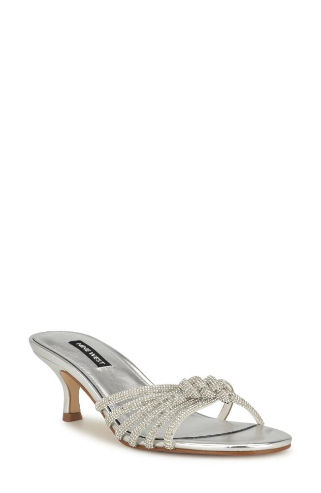 Nine West Glitzy Kitten Heel Slide Sandal in Silver Cover