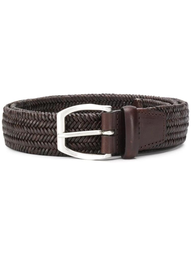 Orciani braided style buckled belt - Brown Cover