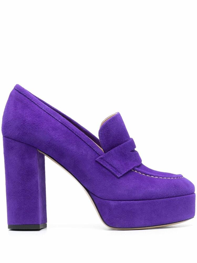 P.A.R.O.S.H. penny-slot 115mm suede platform sandals - Purple Cover