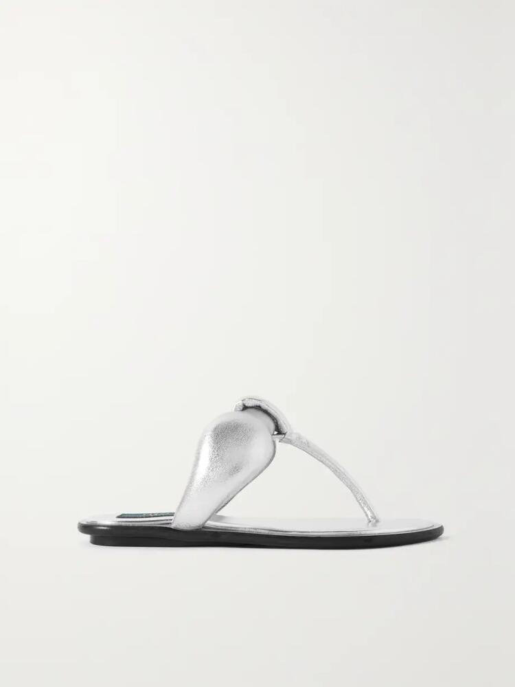 PUCCI - Padded Metallic Leather Sandals - Silver Cover