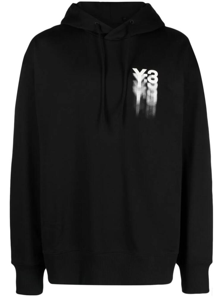 Y-3 logo-print cotton hoodie - Black Cover