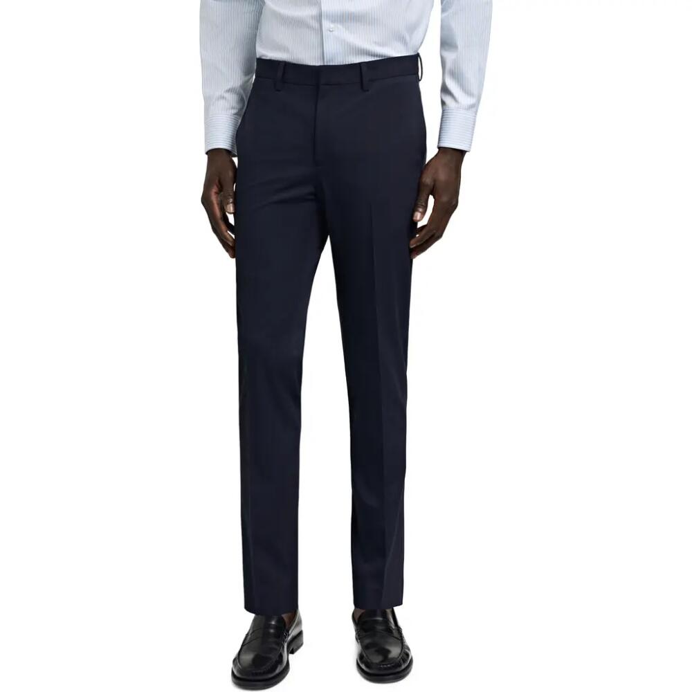 MANGO Superslim Fit Dark Navy Flat Front Stretch Dress Pants Cover