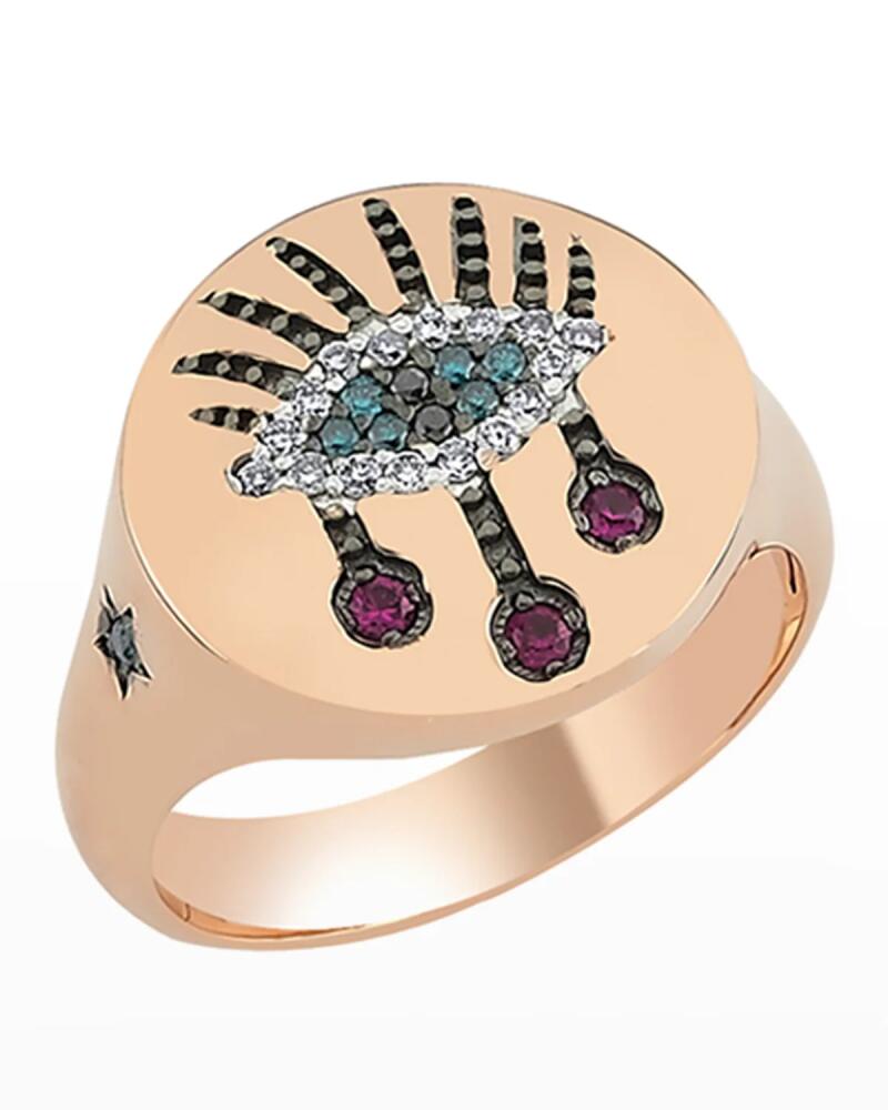 BeeGoddess Eye Light 14k Diamond and Ruby Pinky Ring, Size 7 Cover