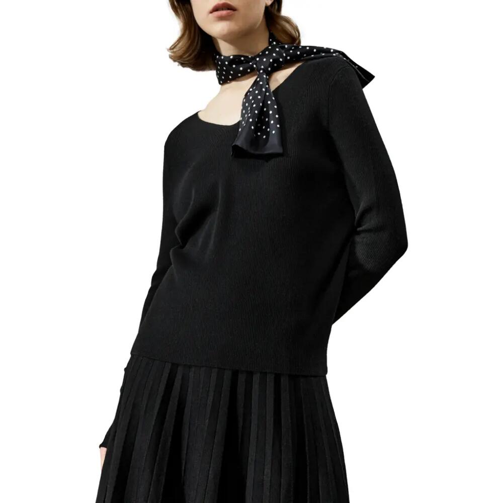 Lilysilk V-neck Ultra-fine Merino Wool Sweater in Black Cover