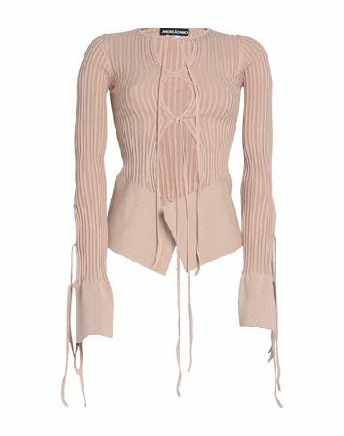 Andreādamo Woman Cardigan Beige Viscose, Polyester, Polyamide, Elastane Cover