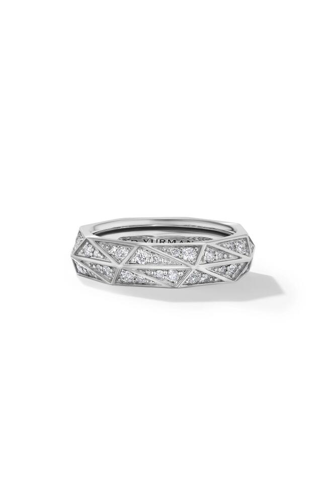 David Yurman Torqued Faceted Band Ring in Sterling Silver with Pavé Diamonds Cover