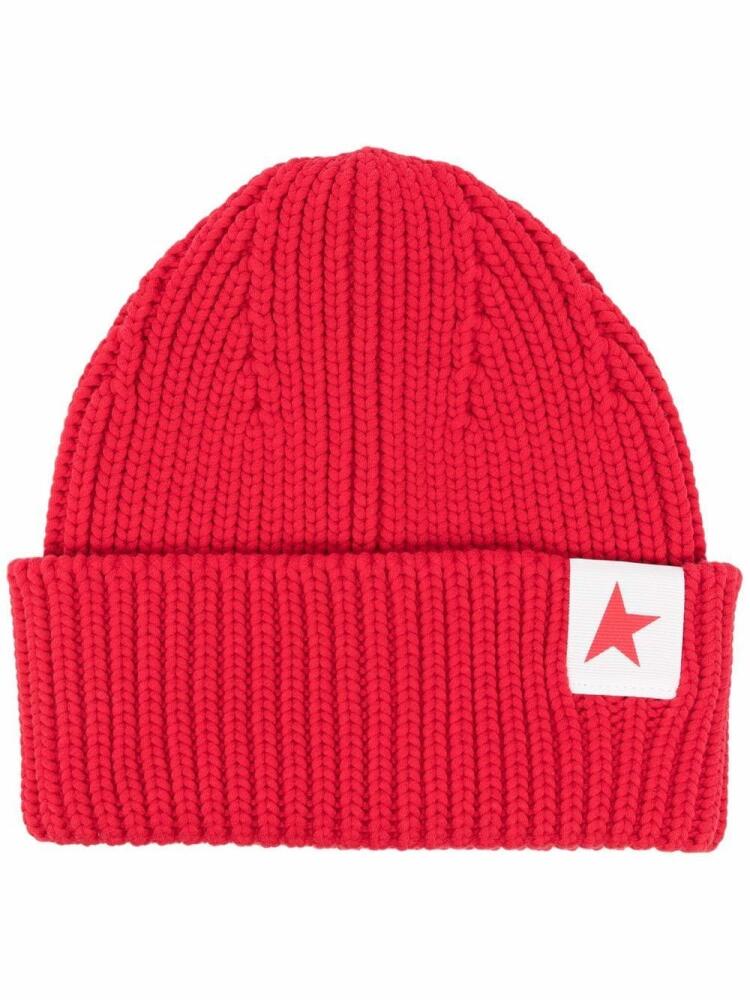 Golden Goose logo-patch ribbed beanie - Red Cover