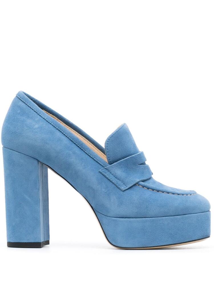 P.A.R.O.S.H. penny-slot 115mm suede platform pumps - Blue Cover