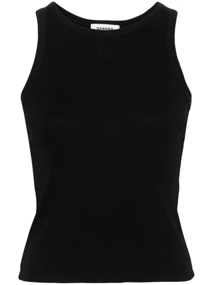 SANDRO logo-embroidered ribbed tank top - Black Cover