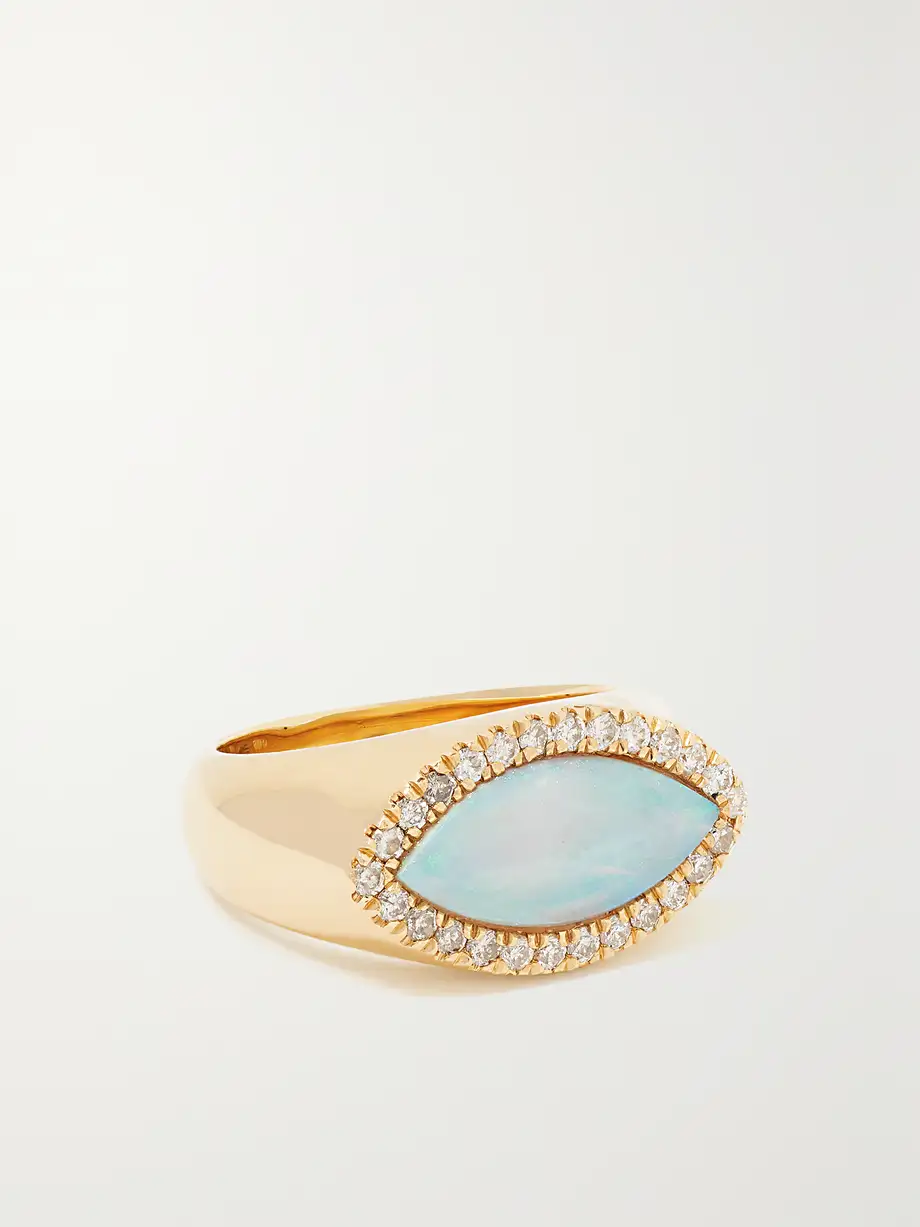 Jacquie Aiche - 14-karat Gold, Opal And Diamond Signet Ring - 4 Cover