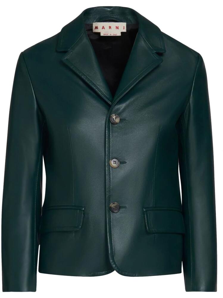 Marni single-breasted leather blazer - Green Cover