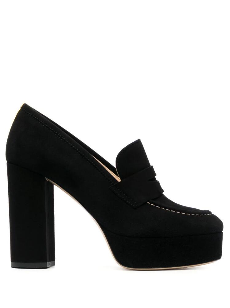 P.A.R.O.S.H. penny-slot 115mm suede platform sandals - Black Cover