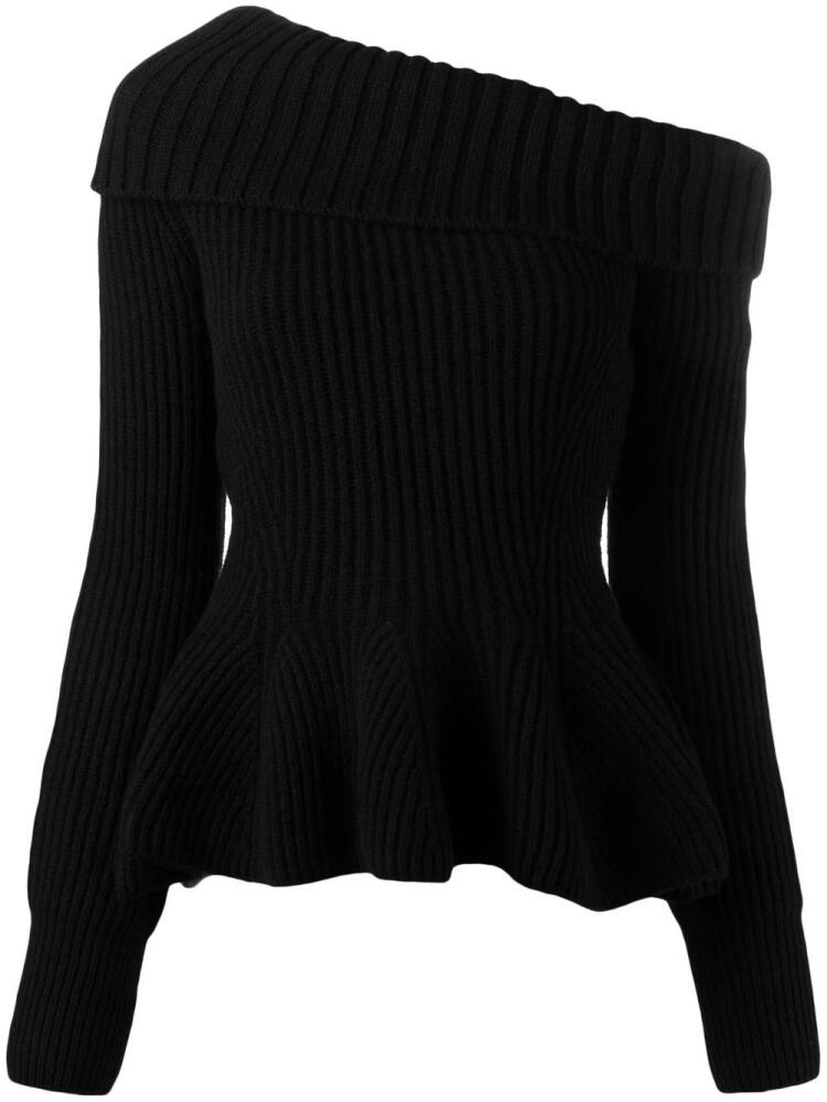 Alexander McQueen peplum waist knitted jumper - Black Cover