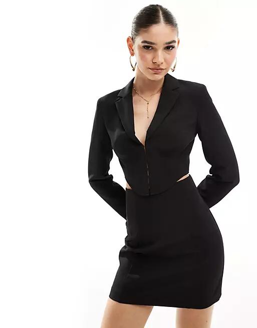 Miss Selfridge cropped corset blazer in black - part of a set Cover