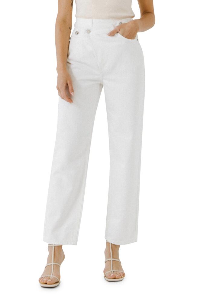 Grey Lab Asymmetric Wrap Ankle Straight Jeans in White Cover