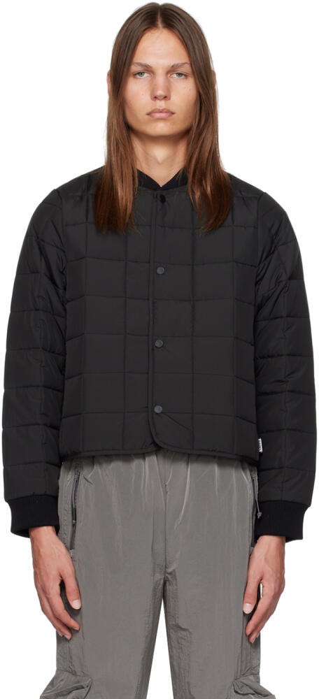 RAINS Black Quilted Bomber Jacket Cover