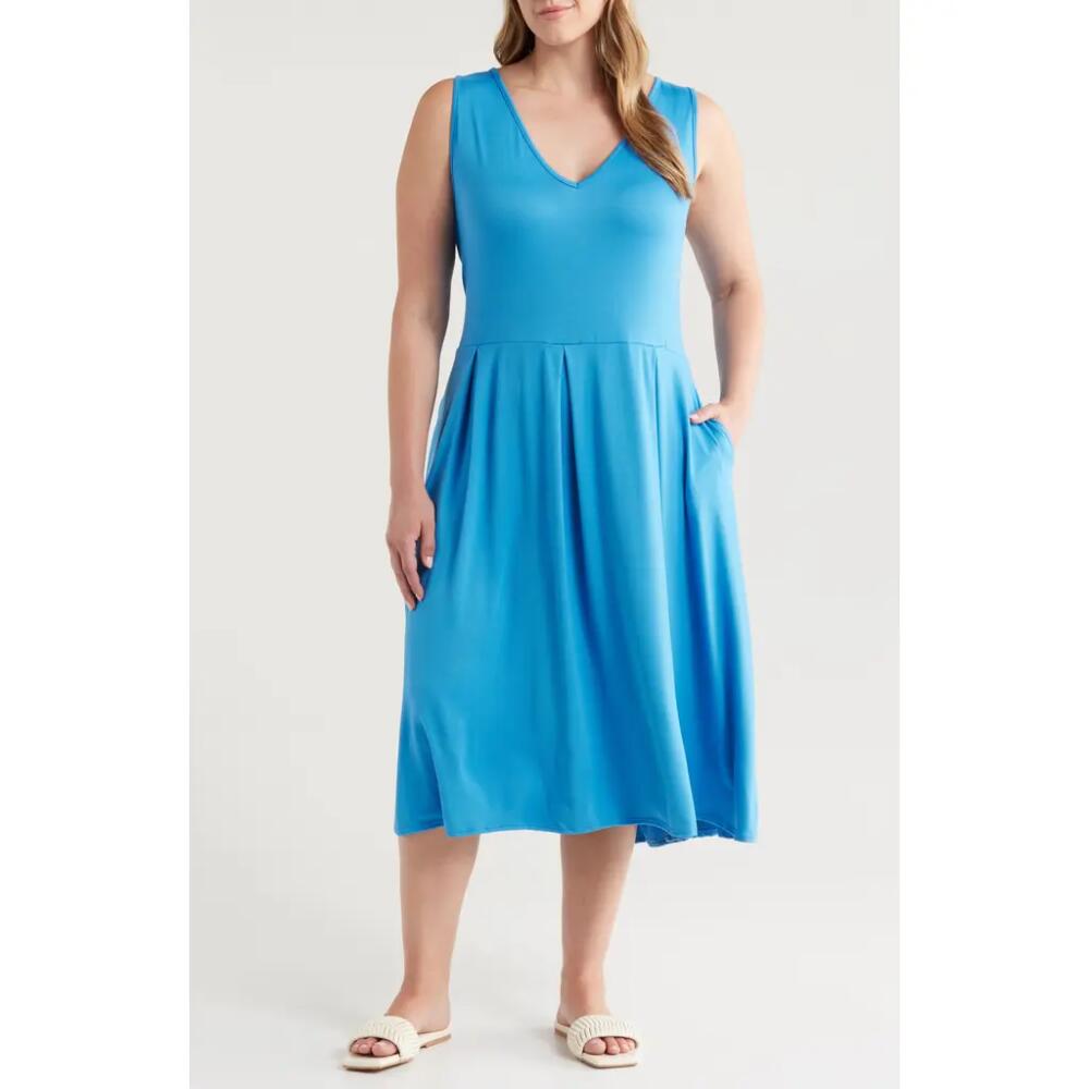 24seven Comfort Apparel Sleeveless Jersey Dress in Turquoise Cover