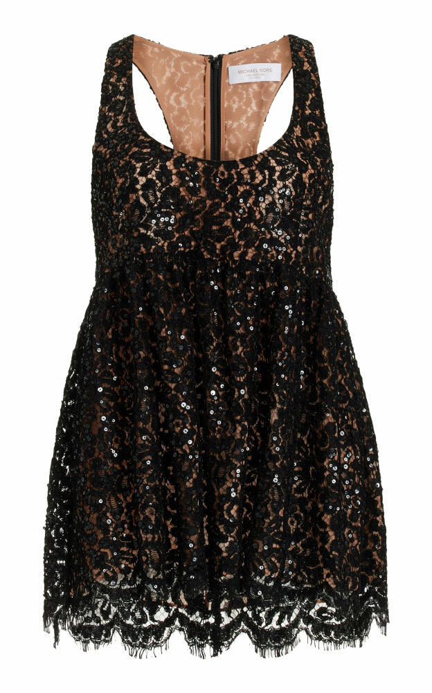 Michael Kors Collection - Sequined Lace Tank Top - Black Cover