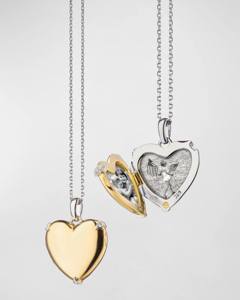 Monica Rich Kosann Two Tone Heart of Gold Locket Necklace in 18K Yellow Gold and Sterling Silver Cover