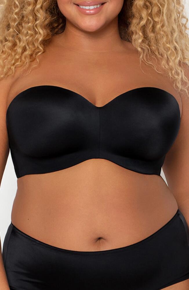 Curvy Couture Strapless Underwire Push-Up Bra in Black Hue Cover