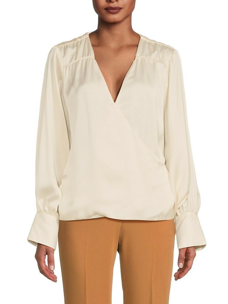 DKNY Women's Satin Surplice Blouse - Cream Cover