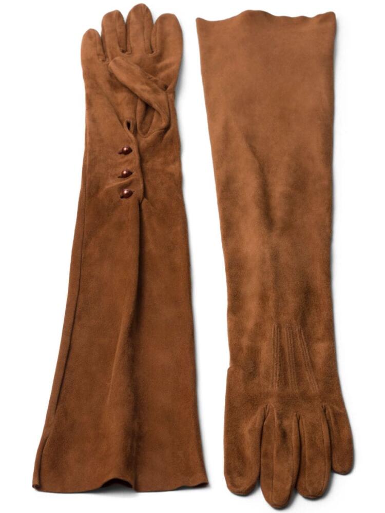 Prada full-finger suede gloves - Brown Cover