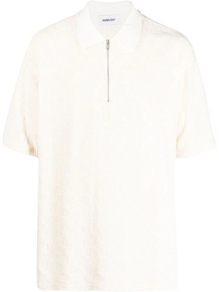 AMBUSH monogram-textured polo shirt - White Cover